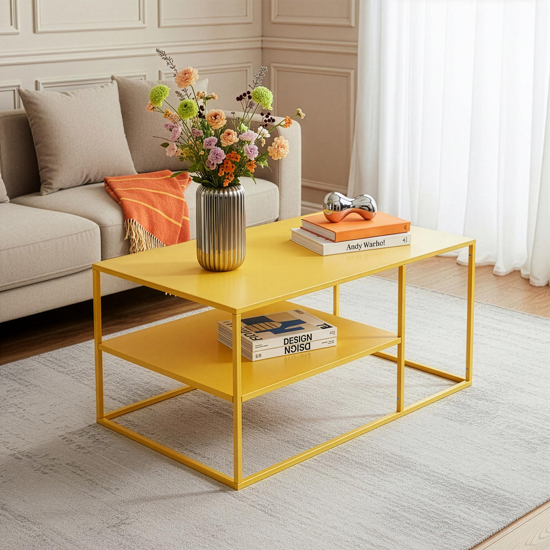 [en.casa] Couchtisch Solund Beistelltisch Metall Wohnzimmertisch mit Stauraum Sofatisch rechteckig K