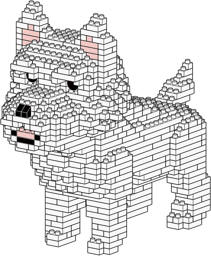 Miniatur-Bausteinfigur. Hund West Highland White Terrier – Westie/Westy, West Highland White Terrier