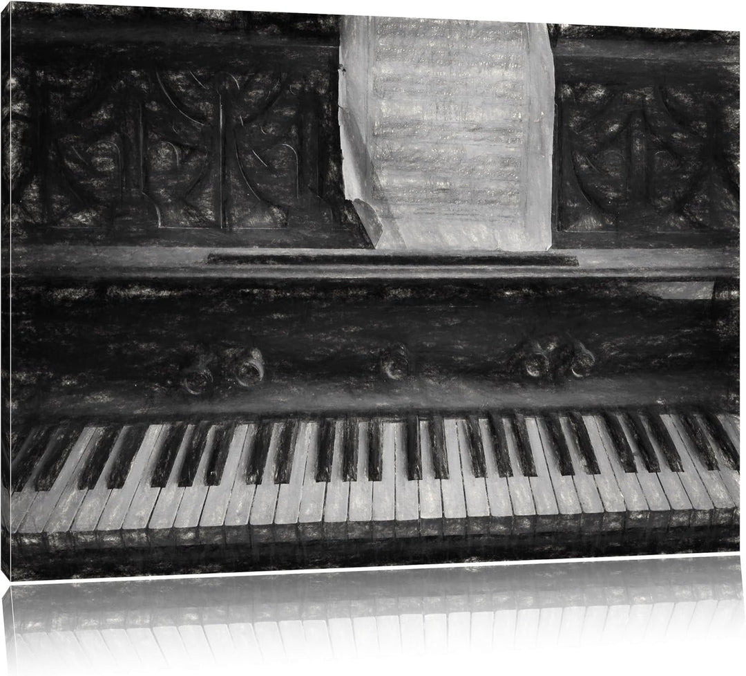Pixxprint Klavier mit Notenblatt als Leinwandbild/Grösse: 100x70 cm/Wandbild/Kunstdruck/fertig bespa