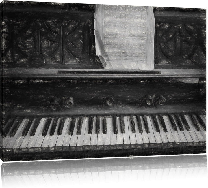Pixxprint Klavier mit Notenblatt als Leinwandbild/Grösse: 100x70 cm/Wandbild/Kunstdruck/fertig bespa