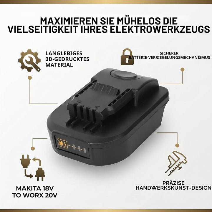 FTVOGUE Batterieadapter für Makita 18V Konvertieren für Worx 20V 4-Pin Elektrowerkzeug Zubehör