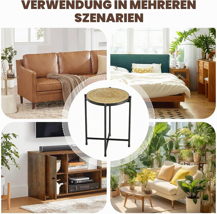 Bamworld Runder Pflanzenständer für draussen Blumenhocker Pflanzenhocker Blumenständer Metall Schwar