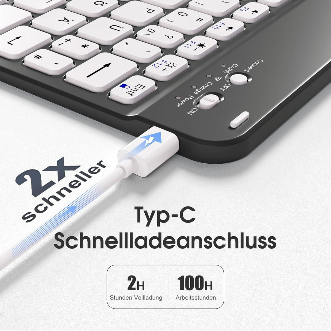 Vobafe Hülle mit Tastatur für iPad A16 11/10 Generation (2025/2022, 10,9/11 Zoll), Magnetisch Abnehm