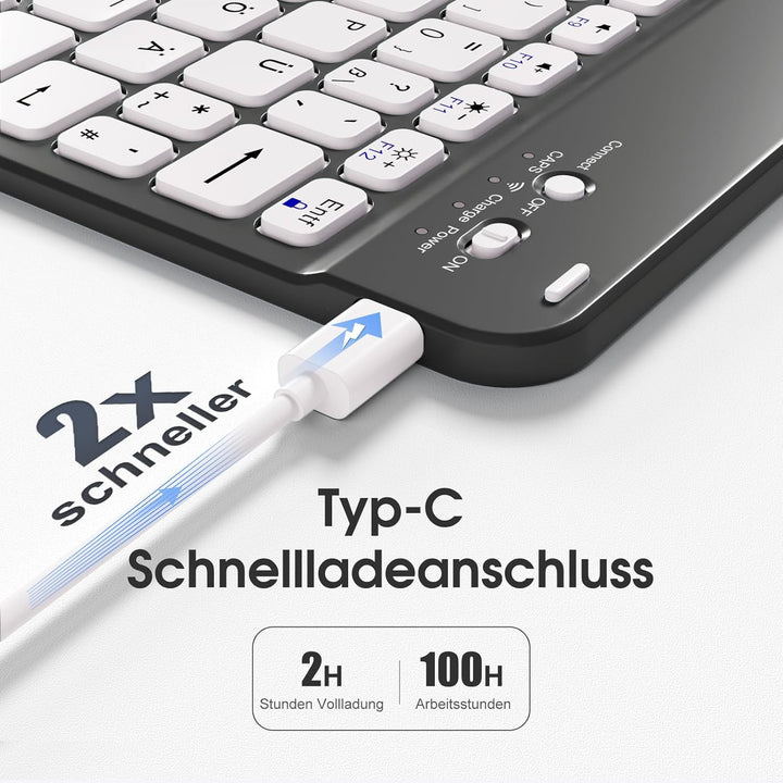 Vobafe Hülle mit Tastatur für iPad A16 11/10 Generation (2025/2022, 10,9/11 Zoll), Magnetisch Abnehm