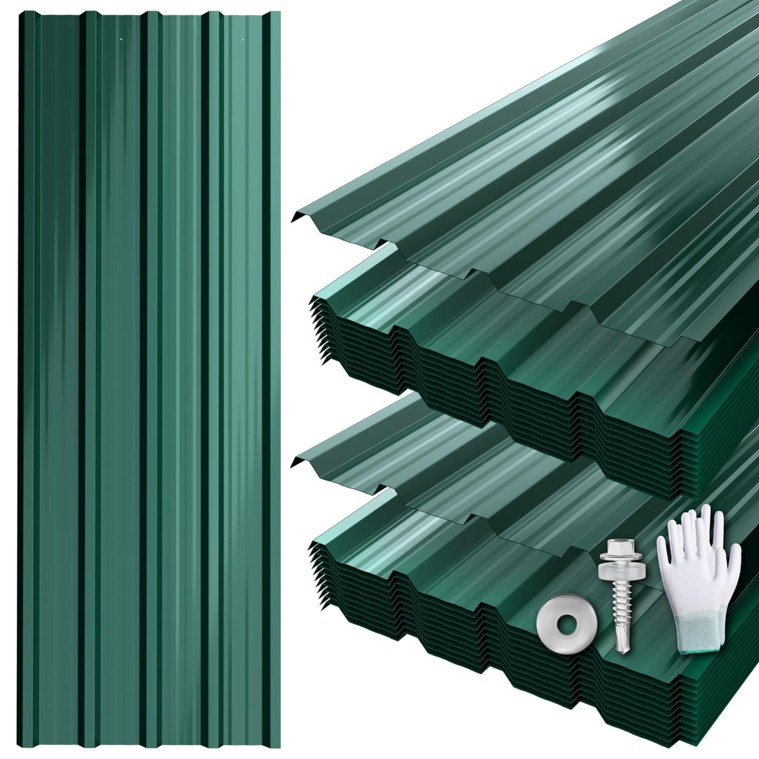24er Set Profilblech mit Handschuhe & Schraube Verzinkter Stahl Trapezblech Dachblech mit Struktur 1