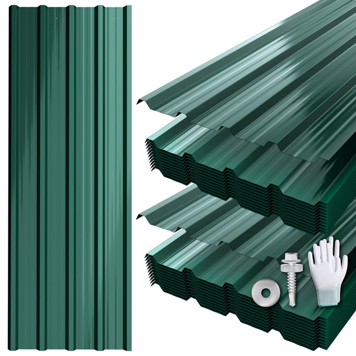 24er Set Profilblech mit Handschuhe & Schraube Verzinkter Stahl Trapezblech Dachblech mit Struktur 1