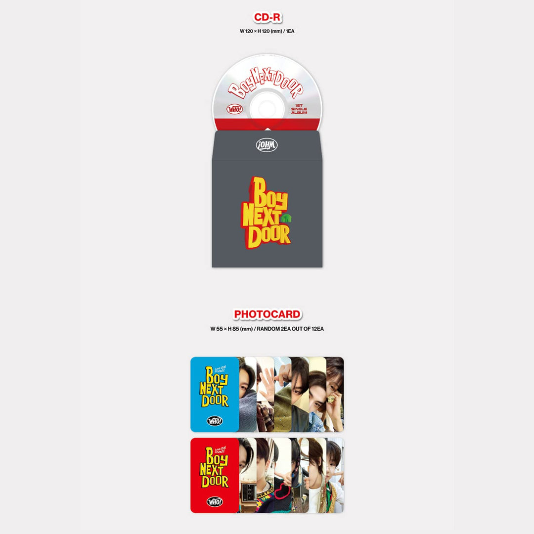 BOYNEXTDOOR - 1ST SINGLE ALBUM [WHO!] (CRUNCH Ver.) Out Box + Photo Book + CD-R + Photocard + Postca