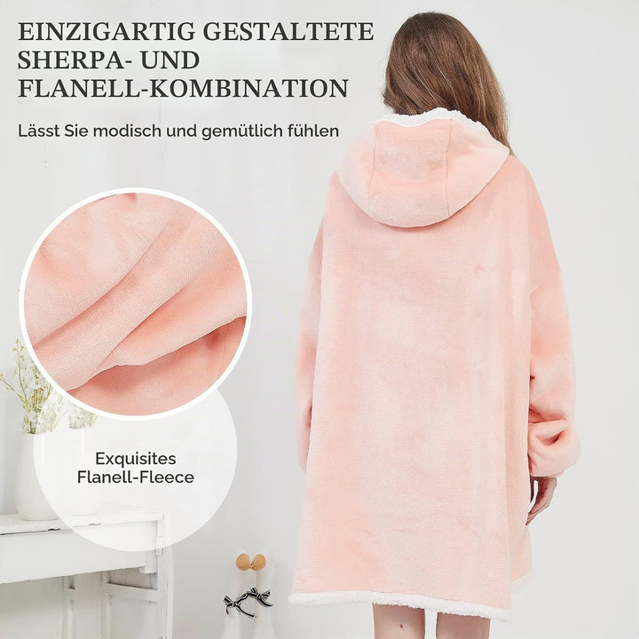 Viviland Pullover Damen &amp; Herren Hoodie Sweatshirt, grosser und Warmer Hausanzug für Erwachsene Rosa