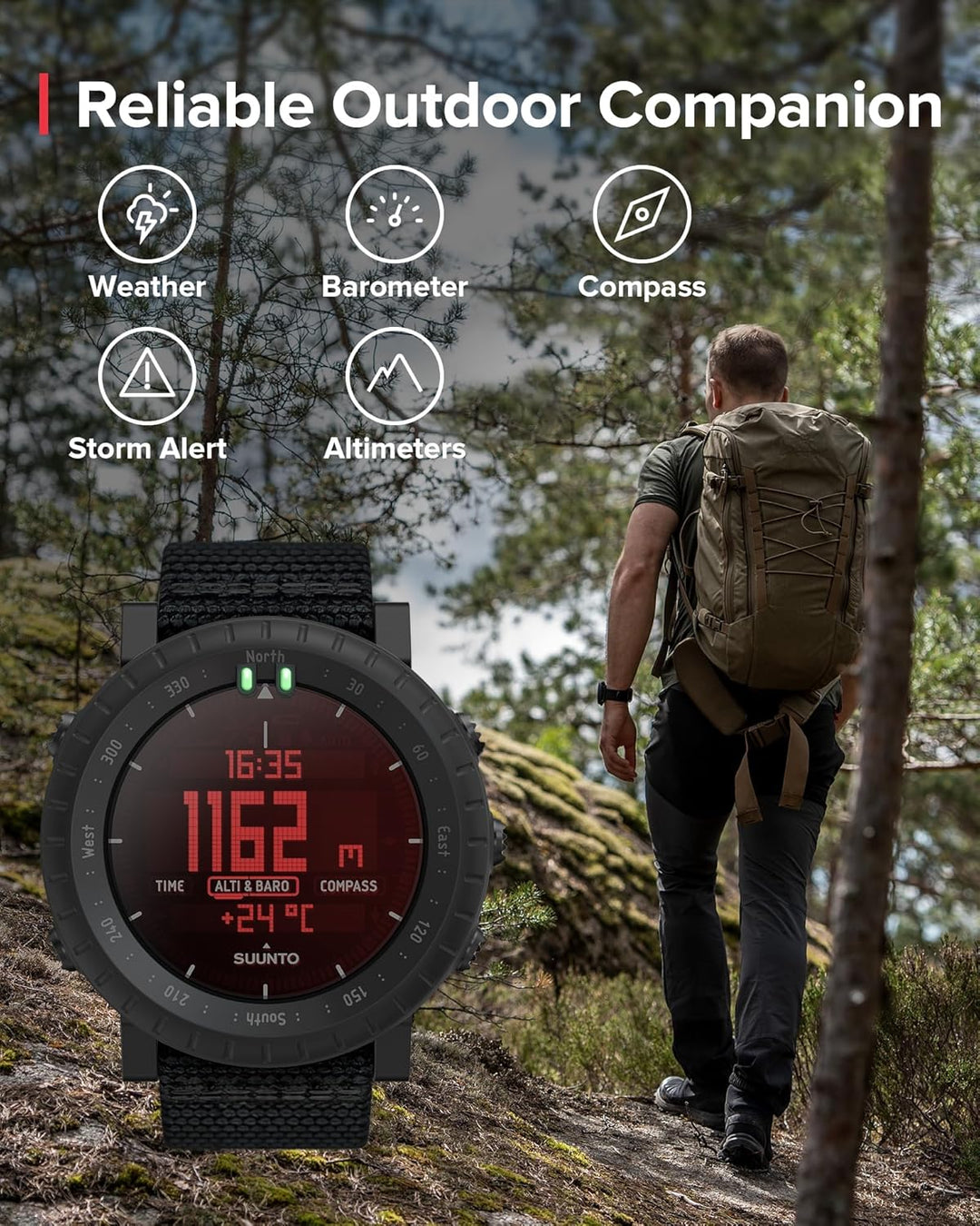 Suunto Core Alpha Stealth Outdoor-Uhr mit Höhenmesser, Barometer und Kompass, Stealth