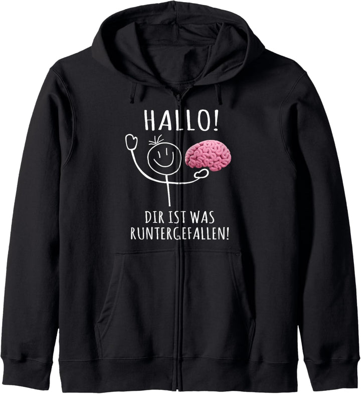 T-Shirt Herren lustig Damen Spruch Runtergefallen Kapuzenjacke