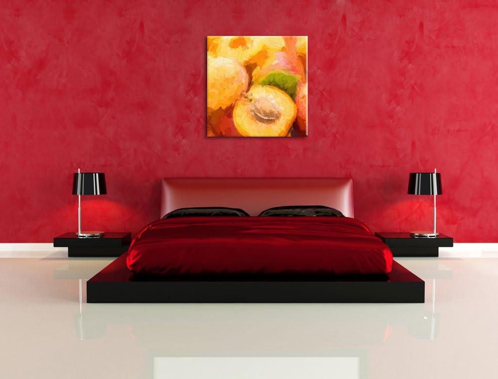Pixxprint Frische Aprikosen Pinsel Effekt, Format: 70x70 auf Leinwand, 70x70
