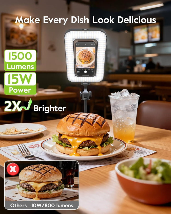 15W Ringlicht mit Stativ, 6000mAh Magnetisches Handy Stativ mit Ringlicht, 2500K–9000K Dimmbar, Trag
