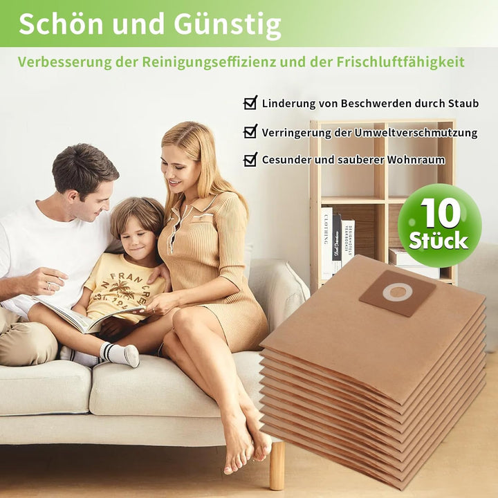 10 Papierfilterbeutel für Bosch AdvancedVac 20 Staubsauger Ersatzteile 2609256F33