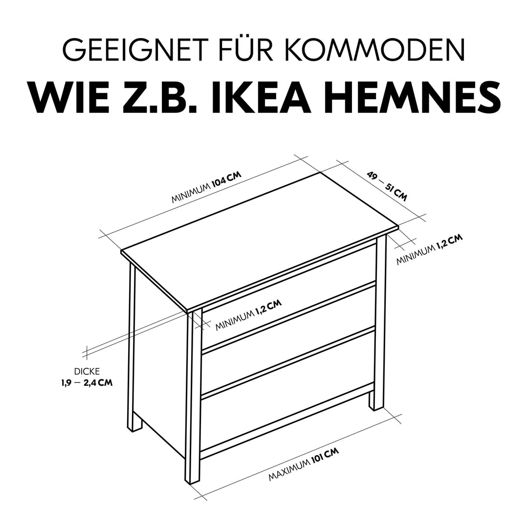 hauck Combine N Change, Weiss - Wickelaufsatz für Kommoden 108 x 50 cm z.B. IKEA Hemnes Kommode, Wic