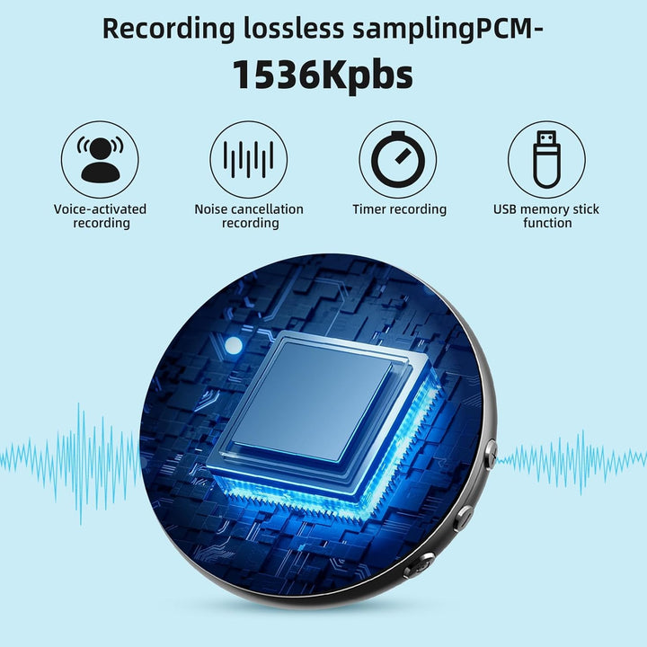 64GB Diktiergerät Mini - Aufnahmegerät mit Spracherkennung Magnet Voice Recorder mit Rauschunterdrüc
