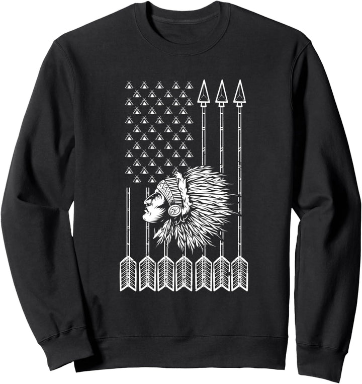 Native American Flag Arrows Headdress Men Women Sweatshirt