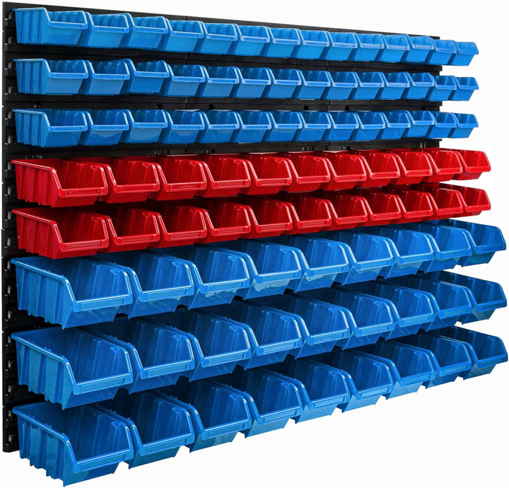 Lagersystem Wandregal 1155 x 780 mm | 91 stck. Box | Stapelboxen Schüttenregal Sichtlagerkästen | Ex