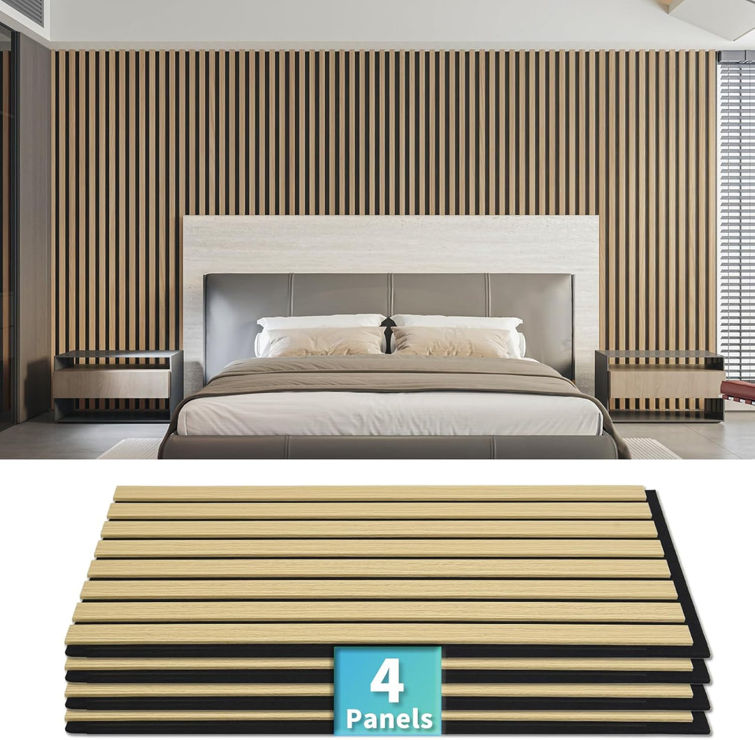 Art3d 4 Stück Akustikpaneele Eiche 3D Wand | Schalldämmend & Schallabsorber | Holzfurnier mit Filzrü