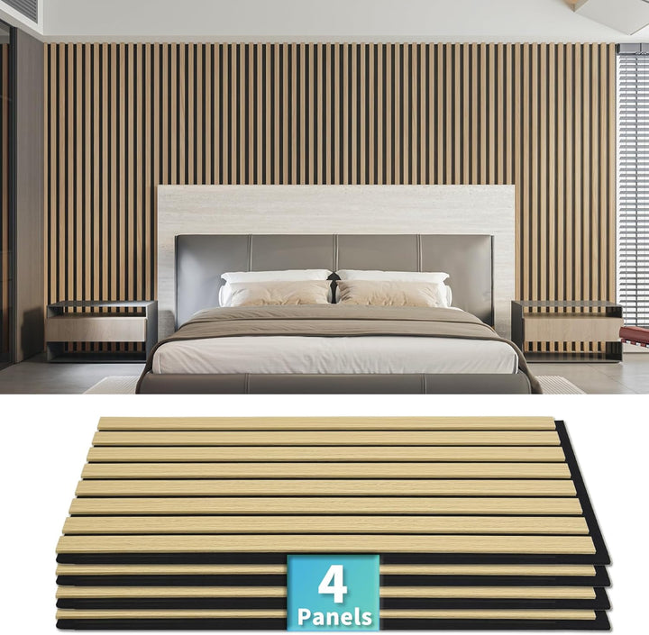 Art3d 4 Stück Akustikpaneele Eiche 3D Wand | Schalldämmend & Schallabsorber | Holzfurnier mit Filzrü