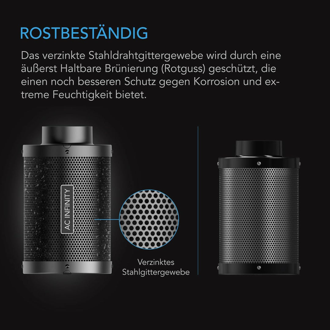 AC Infinity Air Carbon Filter 4 "mit Premium Australian Virgin Charcoal, für Inline-Kanalventilator,