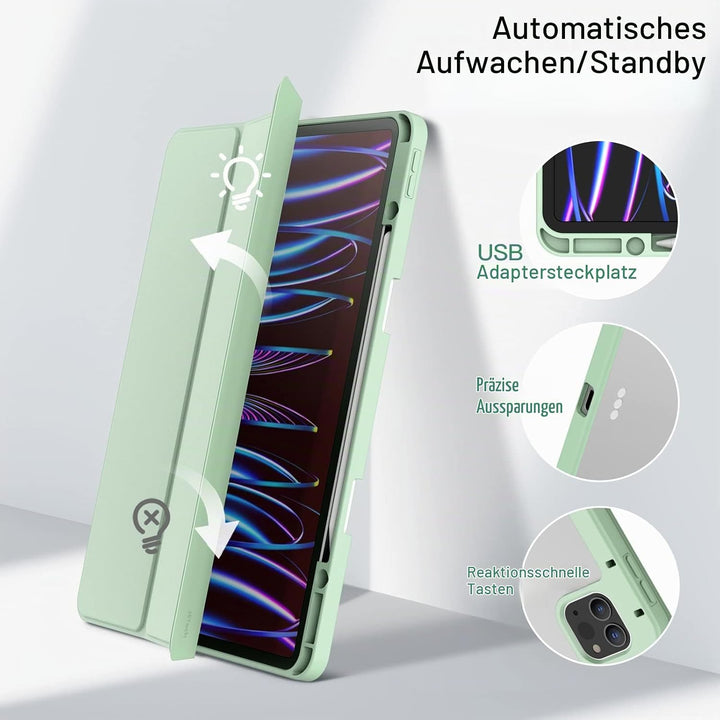 JETech Hülle für iPad Pro 12,9" 6/5/4/3 (2022/2021/2020/2018), Matcha Grün | Transparente Rückseite,
