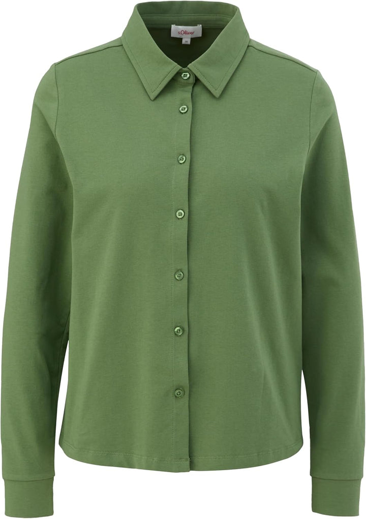 s.Oliver Damen Hemdbluse aus Jersey, 32 Gr&#xFC;n