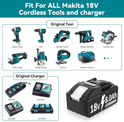 4 Stück für Makita Akku 18V 8.0Ah Kapazität Ersatzakku für Makita BL1850B BL1860B BL1860 BL1850 BL18