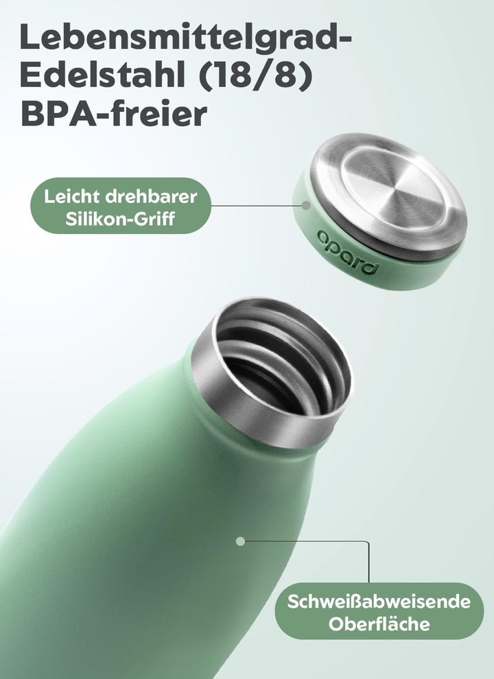 Opard Grip Thermosflasche 750ml, 36h Kalt &amp; 12h Heiss Trinkflasche Edelstahl, Trinkflasche Kohlensäu