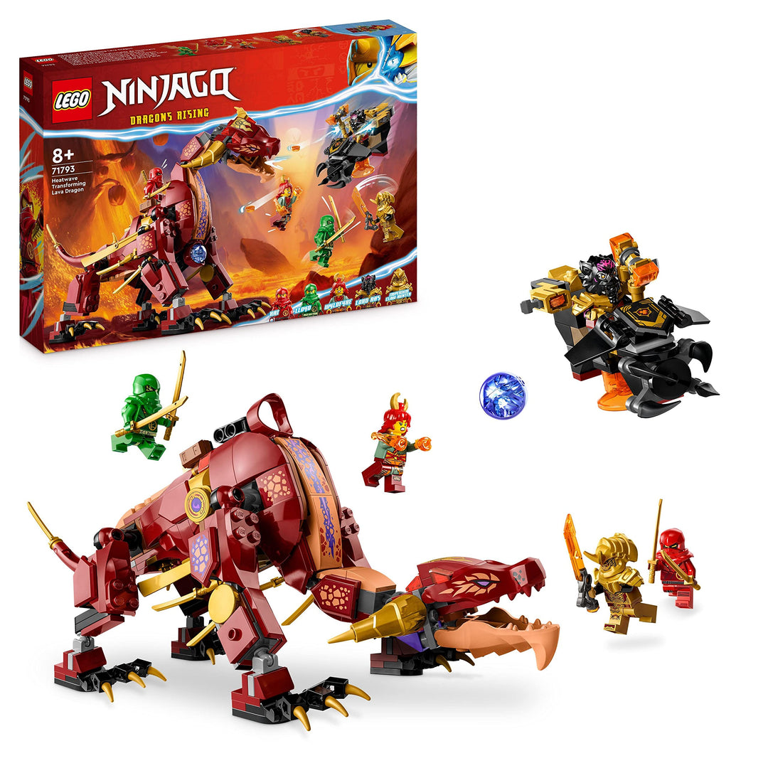 LEGO 71793 NINJAGO Wyldfires Lavadrache Fabelwesen verwandlungsfähiges Spielzeug, Drachen-Serie Set
