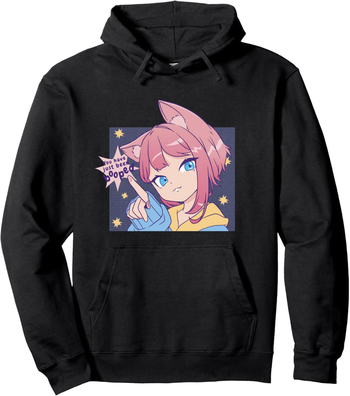 Niedliches Anime-Mädchen mit Katzenohren, Neko You Have Just Been Booped Pullover Hoodie