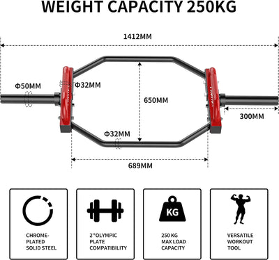 PROIRON Hexagon Hantelstange, Hex Bar Trap Bar Hexagon Hantelstange Olympic Bar Hexagon Stange für K