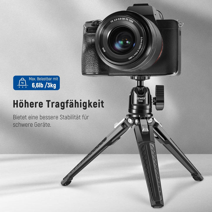 NEEWER Mini Tischstativ aus Metall mit 360° Kugelkopf, unterstützt vertikale Aufnahme und Handgriff,