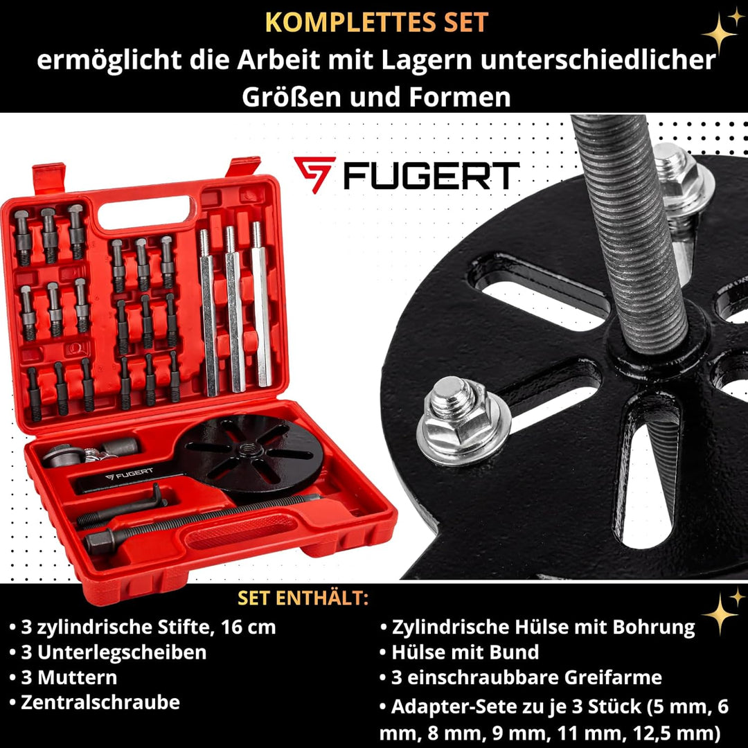 Innenlager Abzieher | Lagerabzieher Set 45–105 mm | Dreibein Kugellager Abzieher aus gehärtetem Stah