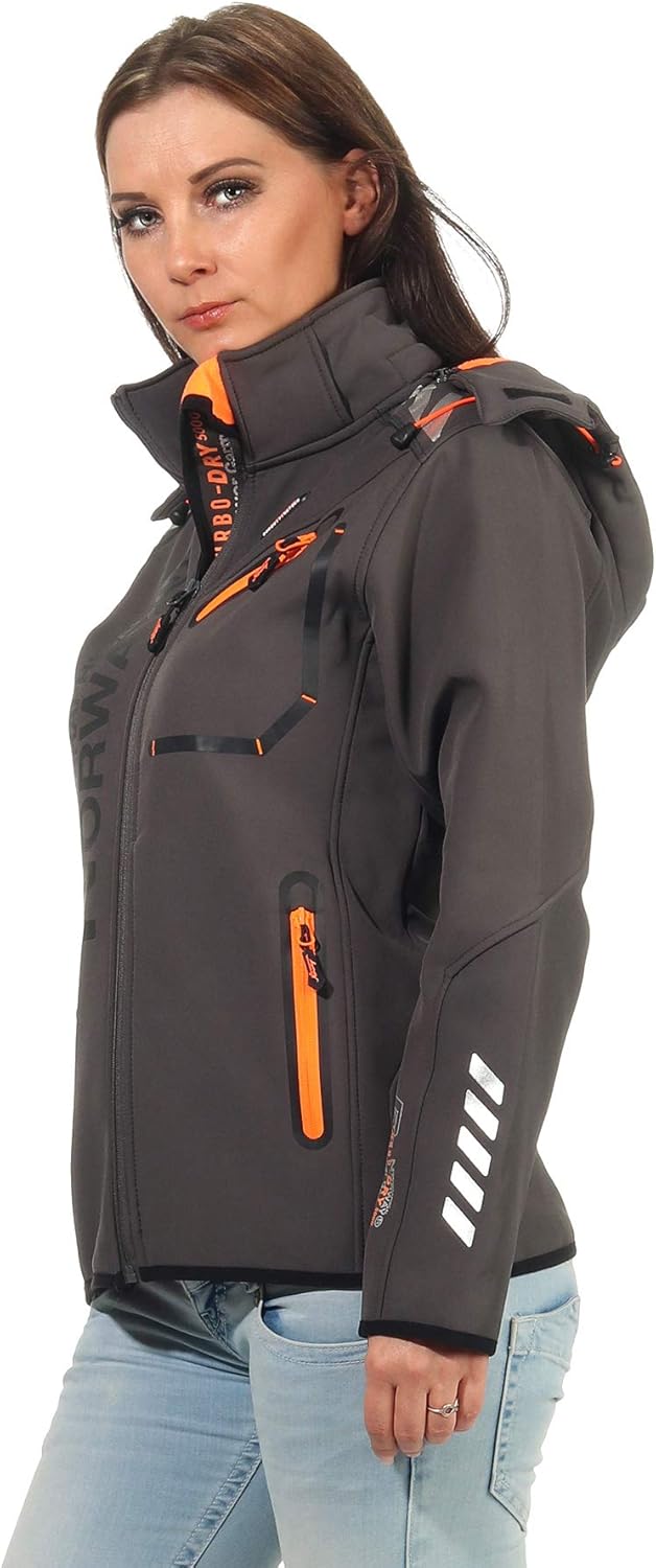 Geographical Norway Damen Jacke Softshell S Grau / Orange, S Grau / Orange