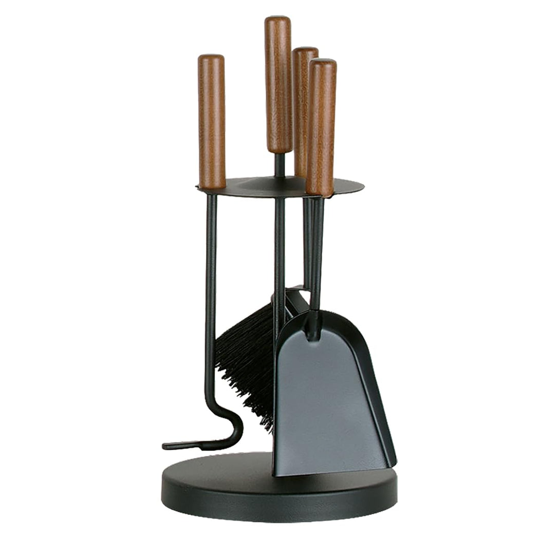 FIREFIX K2452 Kamingerät klein mit dunklen Holzgriffen, schwarz beschichtet