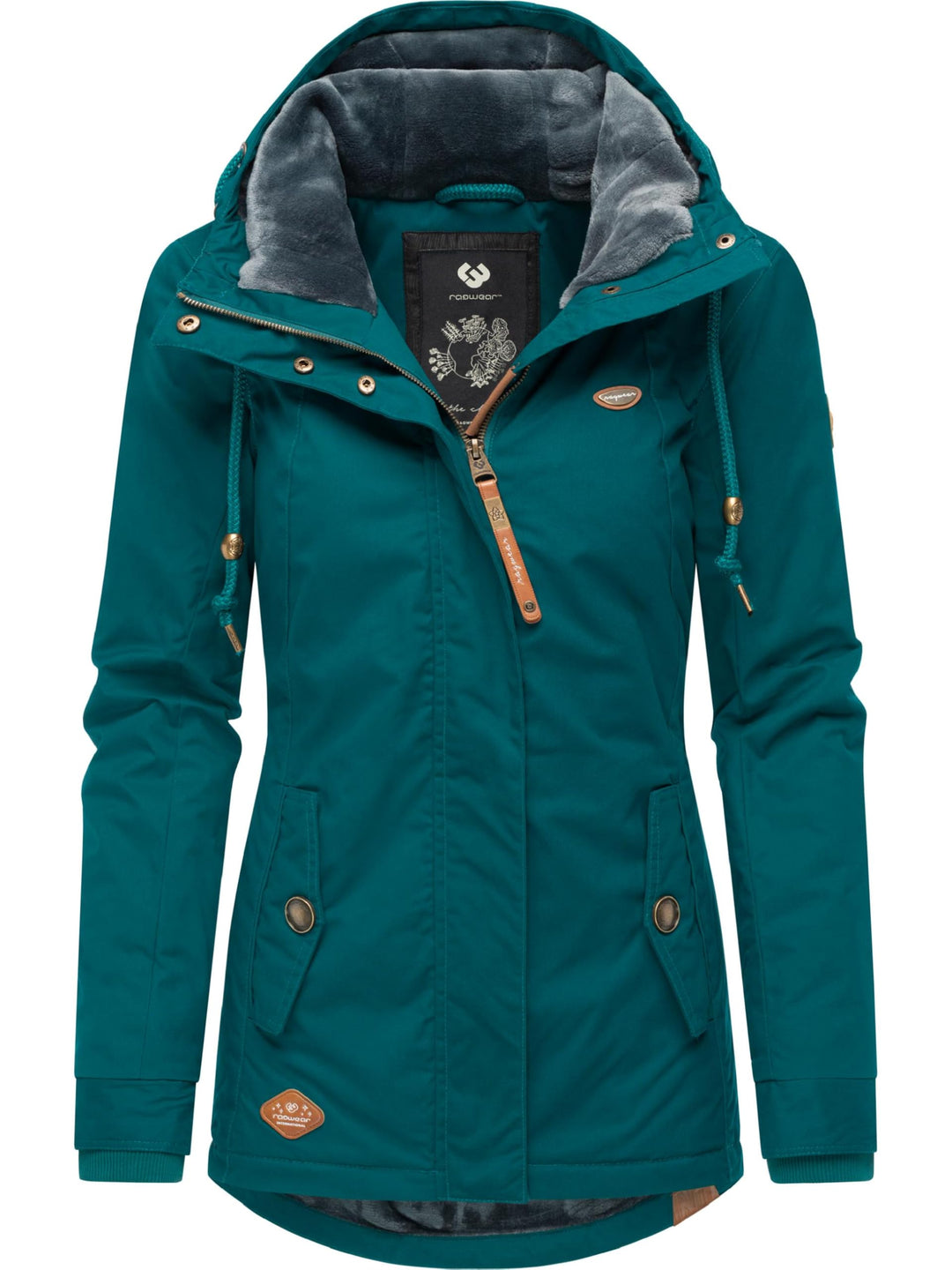 Ragwear Damen warme Winterjacke kurz mit Kapuze Monade XS-6XL 3XL Dark Green22, 3XL Dark Green22