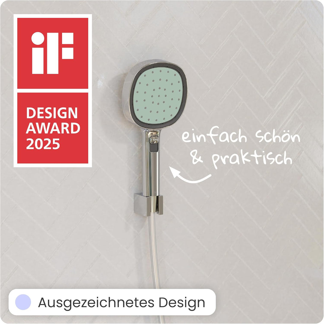 instmaier Cleo | Handbrause-Set | Duschkopf und passender 1,5m Brauseschlauch | Chrom/Salbei | 2 Fun