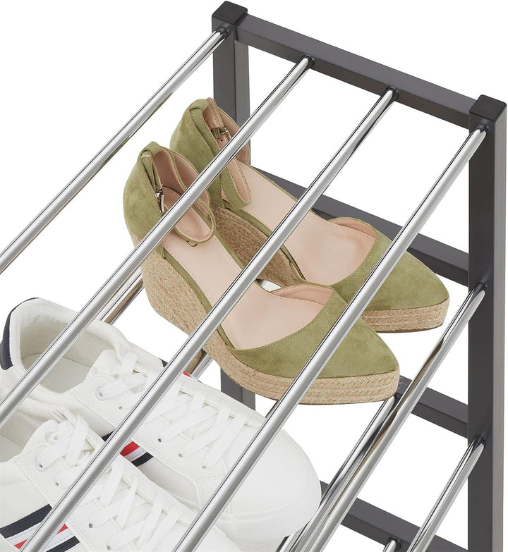 IDIMEX Schuhregal Dublin mit 4 Ablagen in grau. Robustes Metallregal für Flur Schuhaufbewahrung. Sch
