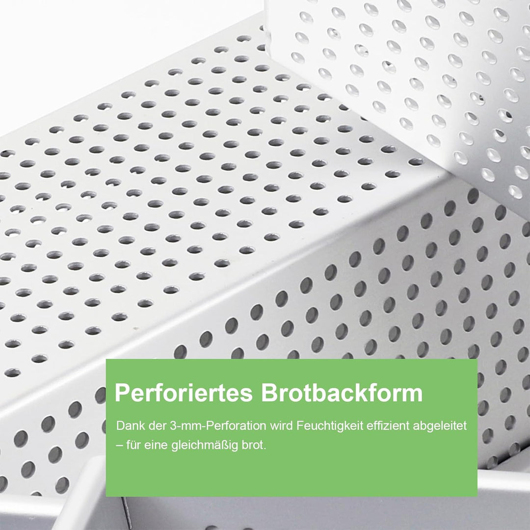 Auddemg Perforierte Kastenform Kuchen 2er-Pack, 20/25 cm, Rechteckig Brotbackform aus Eloxiertes Alu