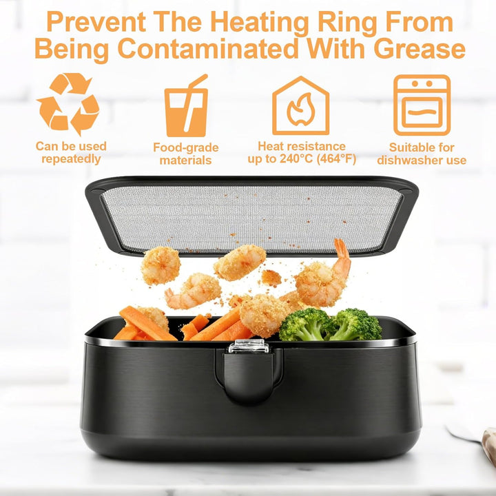 2 Stück Edelstahl Spritzschutz für Cosori Airfryer Heissluftfritteuse CP158 5,5L, TurboBlaze 6,0L, P