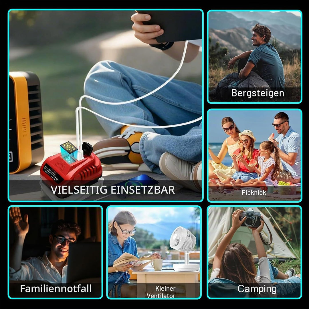 PD 100W für Einhell 18V USB Akku Ladegeräts PD3.0 Type C Handyladegerät Stromquellen Adapter Telefon