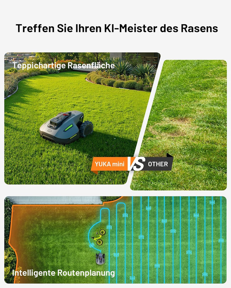 MAMMOTION YUKA Mini 500 Mähroboter, bis zu 500 m², UltraSense AI Vision und RTK, 45% Steigung, Autom