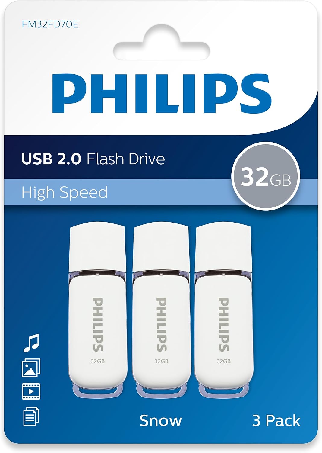 Philips Snow Edition 2.0 USB-Flash-Laufwerk USB-Stick 3X 32GB für PC, Laptop, Computer Data Storage,