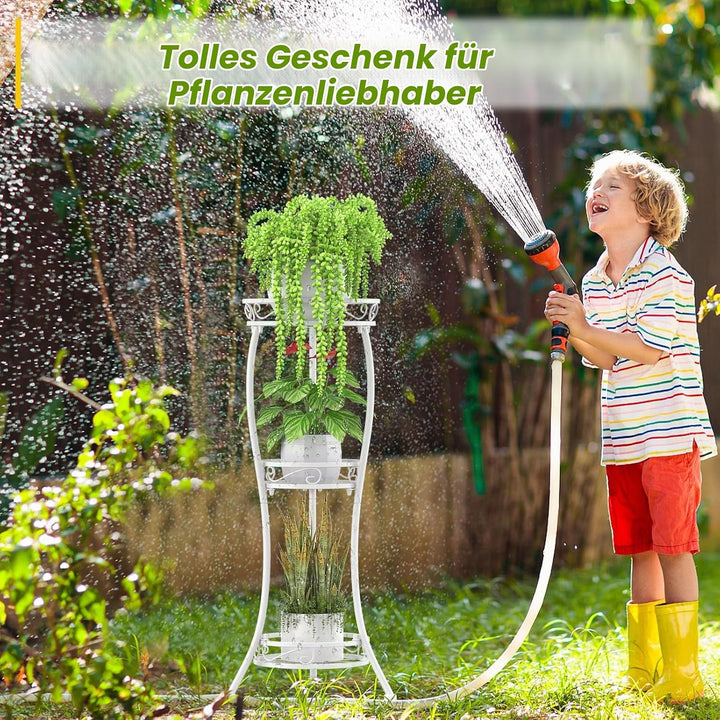 3-stöckiger hoher Pflanzenständer aus stabilem Metal für grosse Töpfe Indoor und Outdoor Mehrstufige