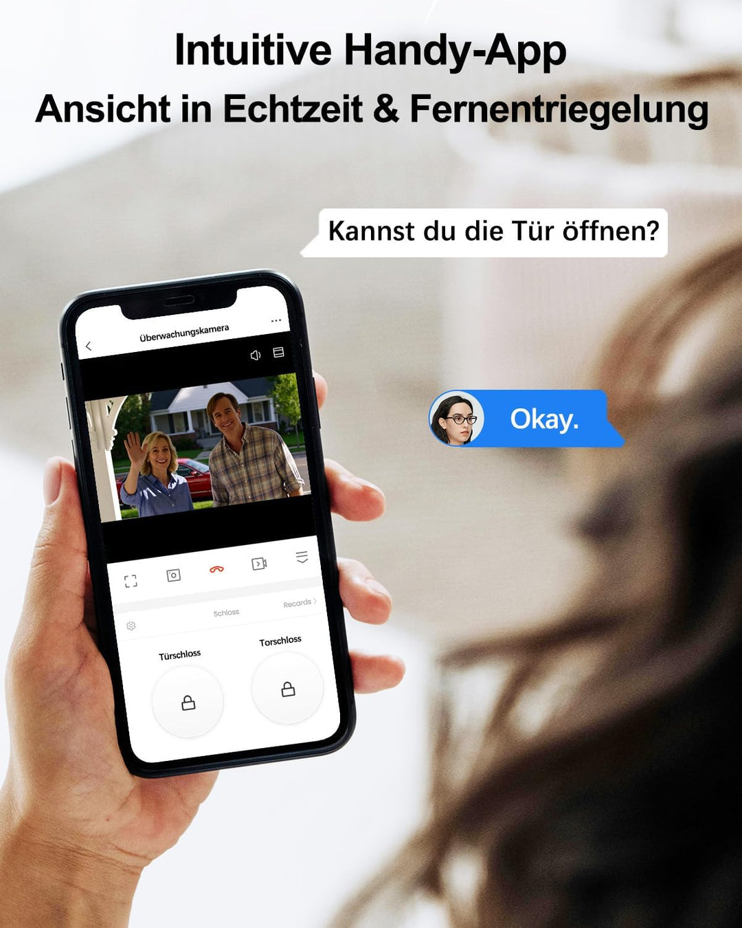 2K Türsprechanlage mit Türöffner, Video Türklingel mit Kamera WLAN mit 7" Touchscreen, App, IC Card