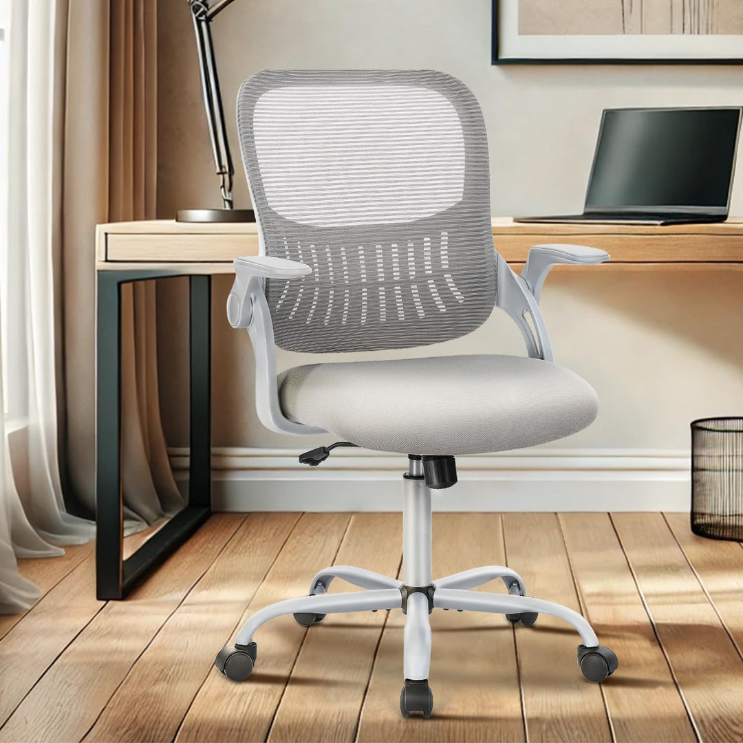DUMOS Bürostuhl Ergonomisch, Schreibtischstuhl mit Lendenwirbelstütze, Verstellbaren Armlehnen Drehs