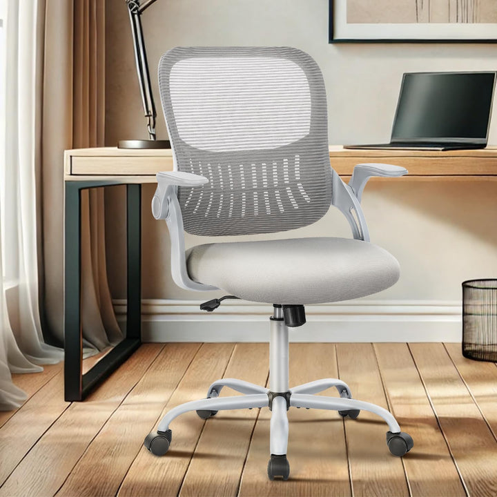 DUMOS Bürostuhl Ergonomisch, Schreibtischstuhl mit Lendenwirbelstütze, Verstellbaren Armlehnen Drehs