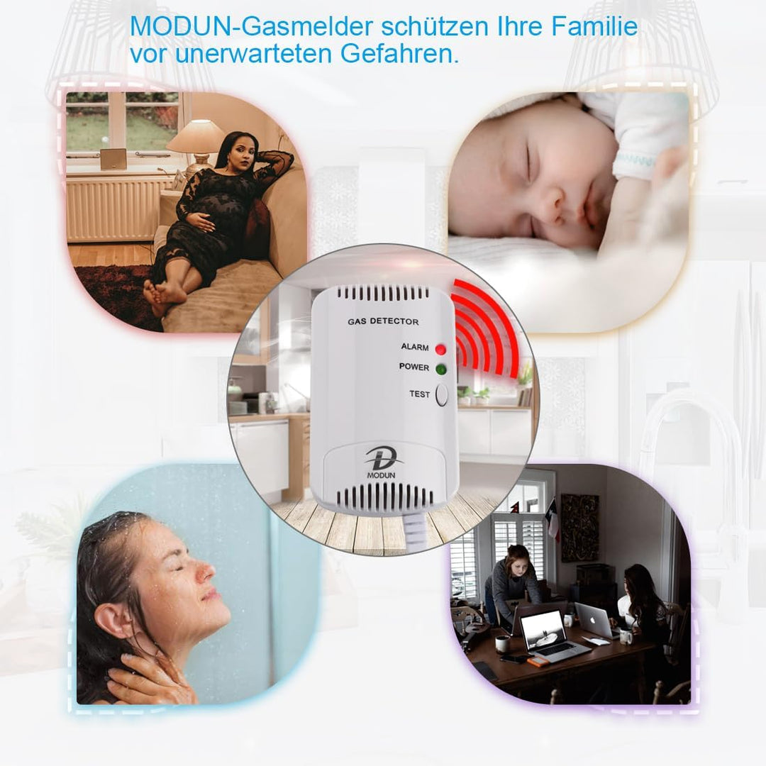 Gasmelder, LPG/Erdgas/Kohlengas Monitor, Methan Propan Butangas Alarm für brennbares Gas, Blitzlicht