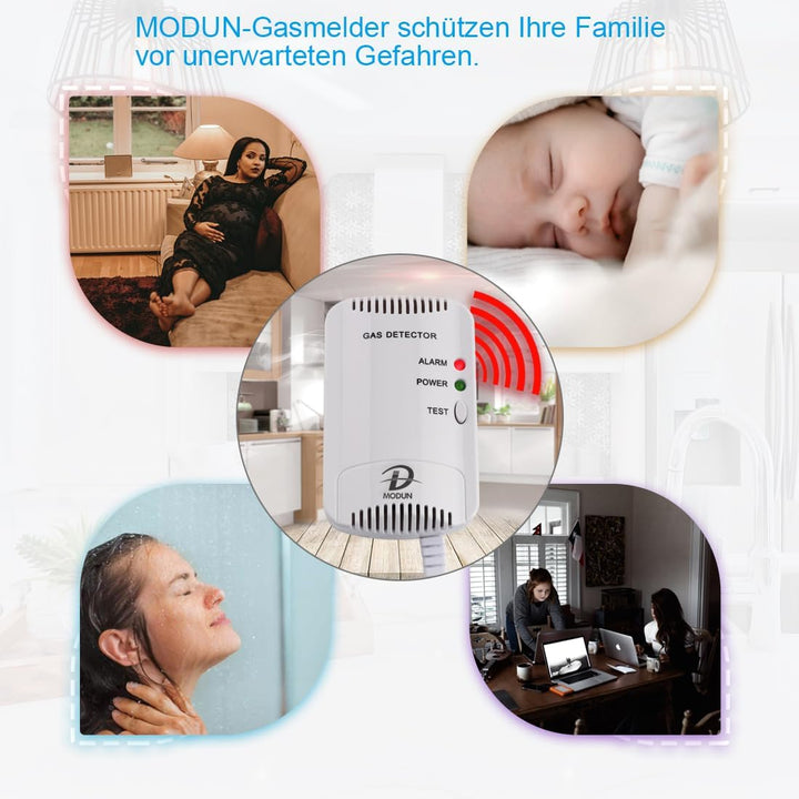 Gasmelder, LPG/Erdgas/Kohlengas Monitor, Methan Propan Butangas Alarm für brennbares Gas, Blitzlicht