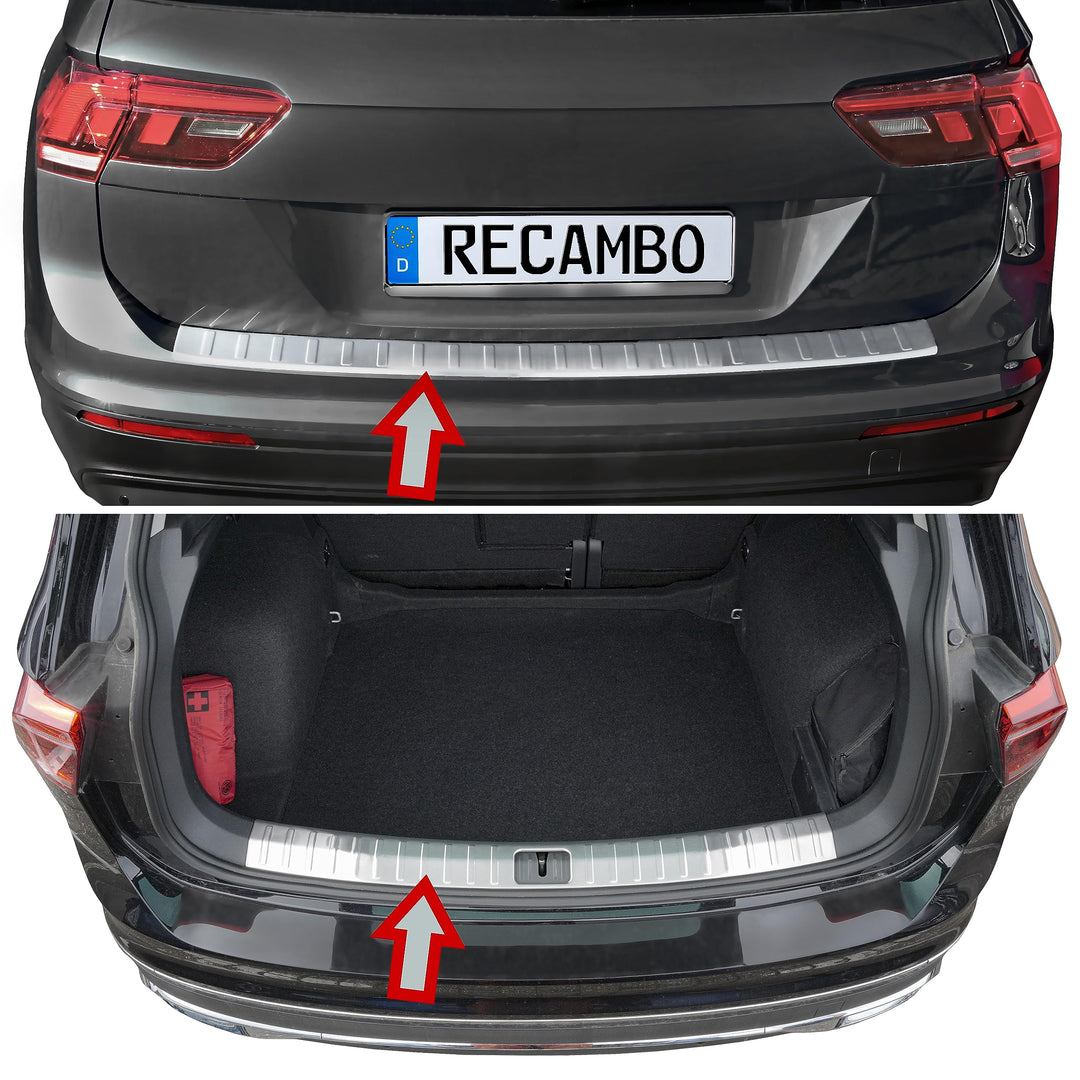 RECAMBO Ladekantenschutz Set Edelstahl kompatibel für VW Tiguan II | BJ ab 2016 - matt gebürstet mit